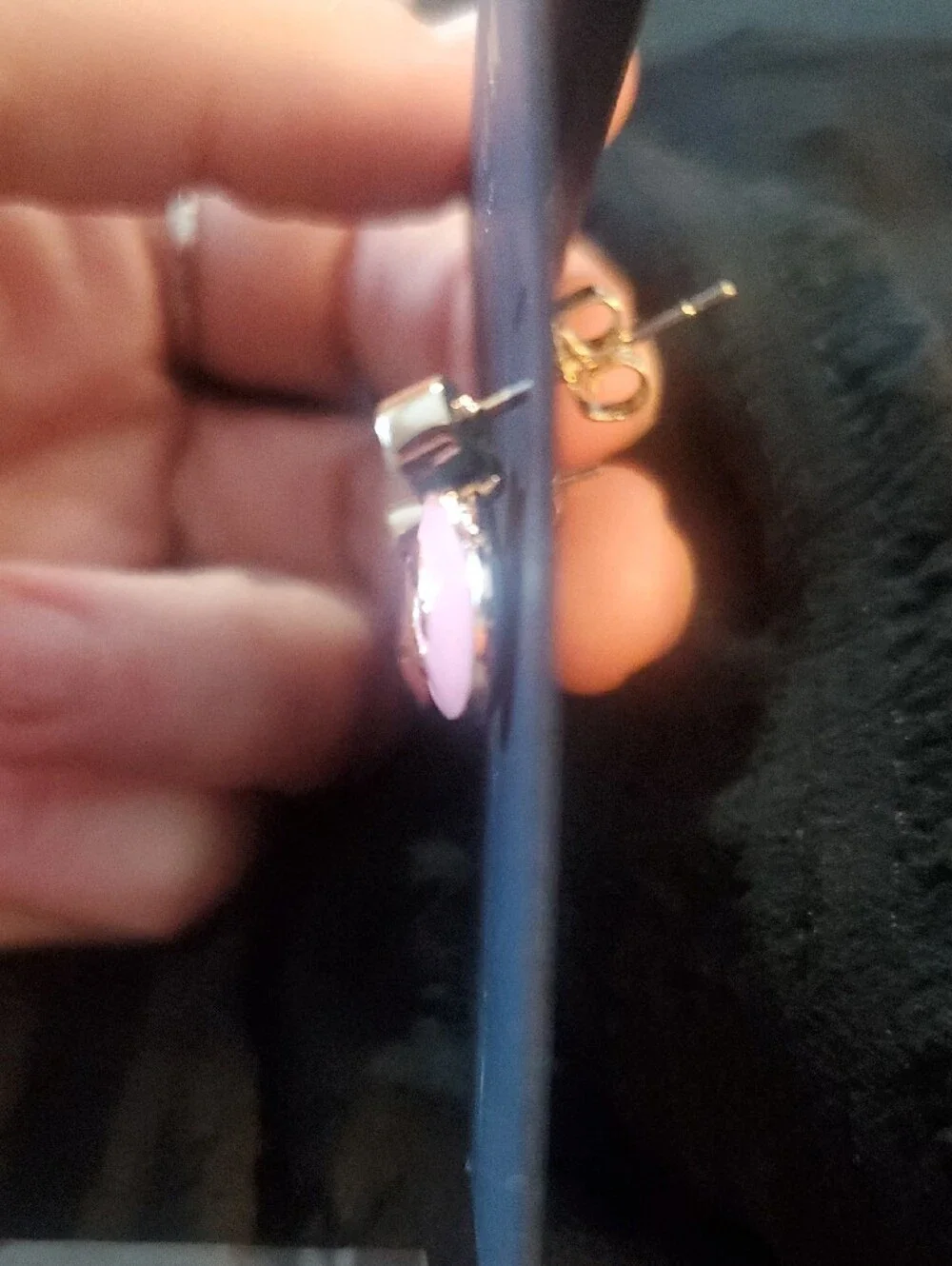 Coach Gold-Tone Pink Heart Drop Earrings with Crystal Studs - Picture 5 of 8
